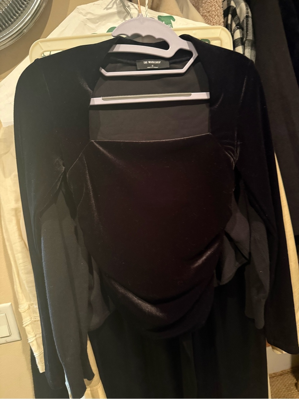 Workshop Black Velvet Long-Sleeve Dress